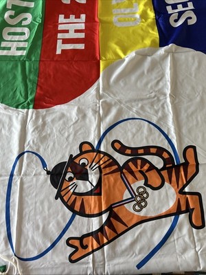 1988 Seoul Summer Olympics Hodori Flag 80  X 36.5 