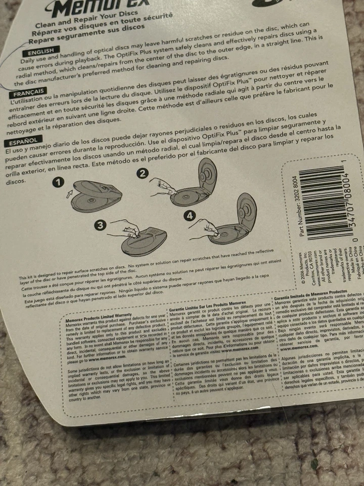 Memorex OptiFix Pro Game CD DVD Repair Tool Clean/Repair Kit; NIB - Image 4 of 4