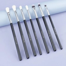 7pcs Eyeshadow Brush Eye Blender Brush Kit, Wooden Handle Vegan Makeup Tool, Fla