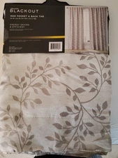 VCNY Home | Printed Blackout Microfiber Curtain Panels* NEW* taupe leaf pattern