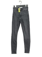 Topshop Women's Jeans W 24 in Grey Cotton with Elastane, Polyester Skinny
