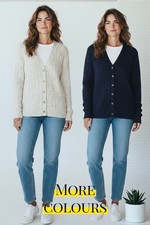 New Women's Cable Button Cardigan V Neck Sweater Long Sleeve