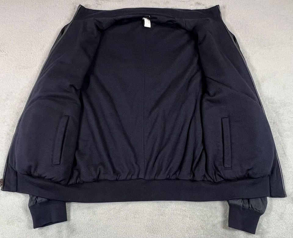 Ermenegildo Zegna Jacket Mens 56 Navy Reversible Cashmere Silk Bomber Italy Made - Image 4 of 4