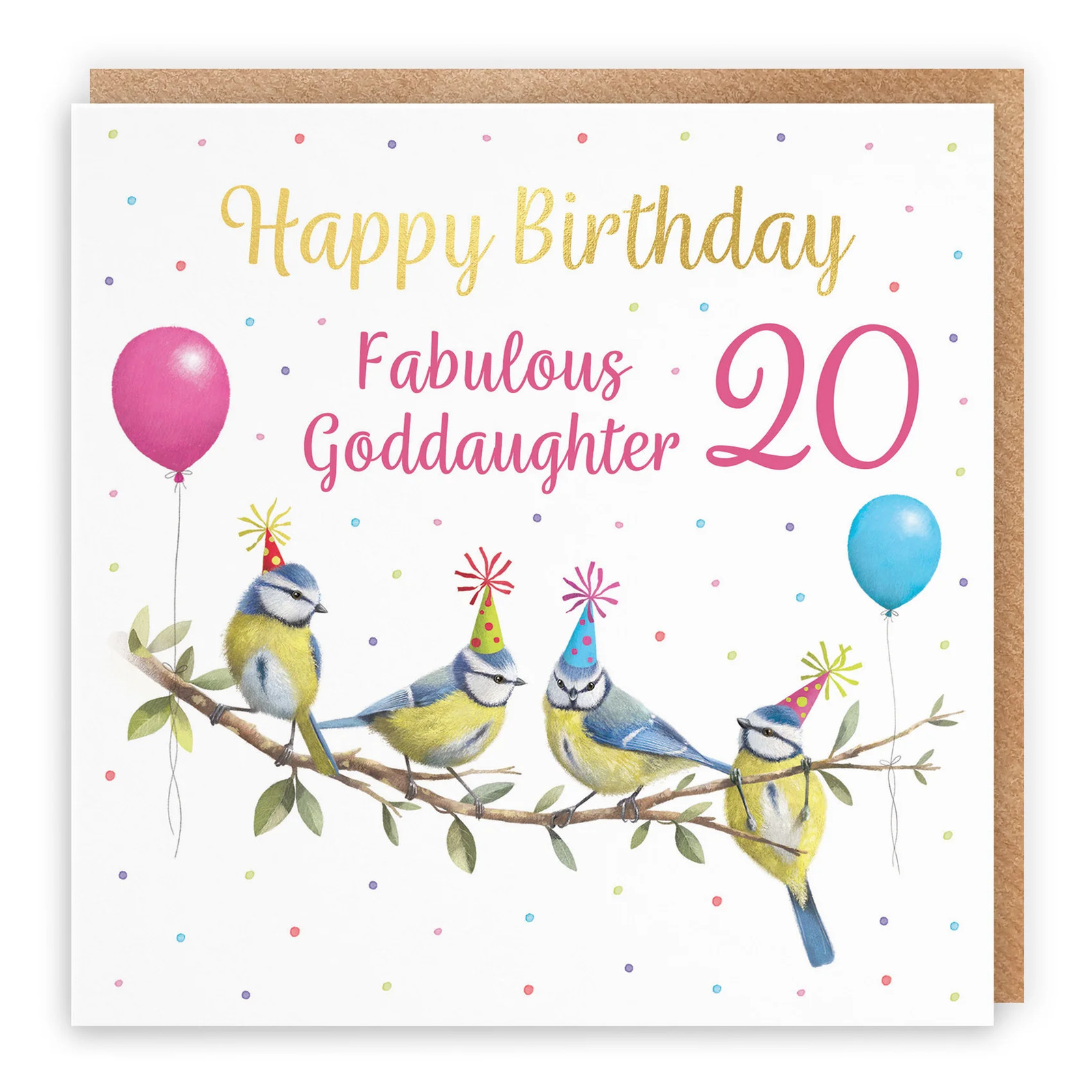 20th Goddaughter Blue Tits Birthday Card Gold Foil Milo's Gallery