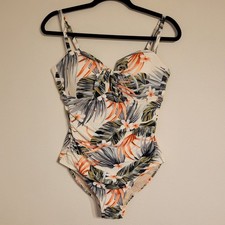 Kona Sol Women's Large One Piece Hawaiian Floral Swimsuit Swimwear Beach Pool