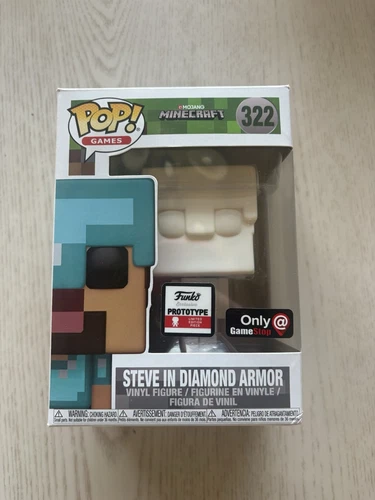 Funko Pop! Minecraft Steve w/ Diamond Armor Blue GameStop Exclusive #322 PROTO 
