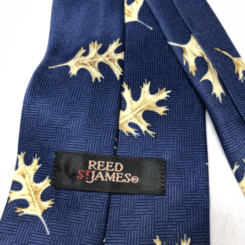 Corbata Reed St James Para Hombre Pato Mallardo Hojas Azul Seda Hecha en EE. UU. Caza Naturaleza Foto 4 de 4