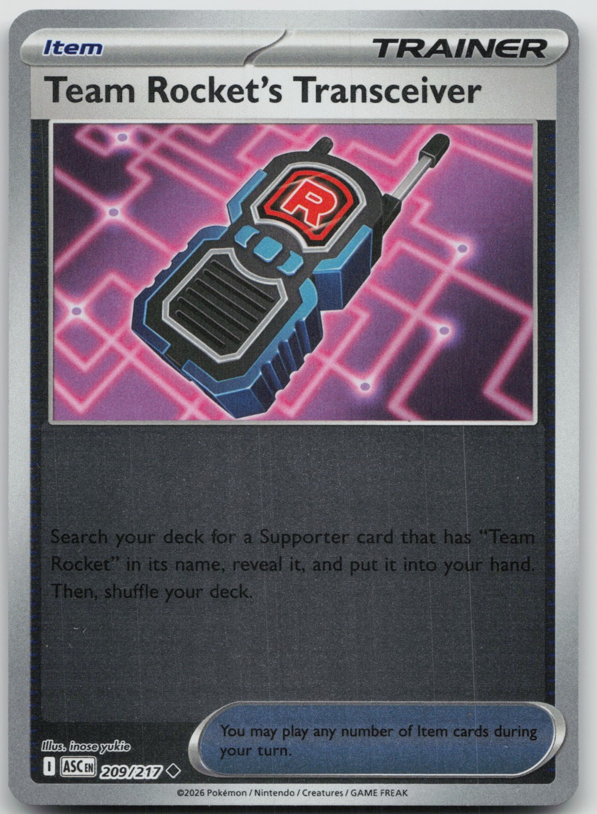 Team Rocket's Transceiver 209/217 Ascended Heroes Pokemon Reverse Holo NM