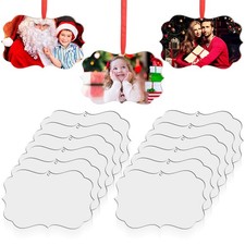 Jetec 15Pcs Christmas Sublimation MDF Ornaments 4.3x2.8in Double Sided RedString