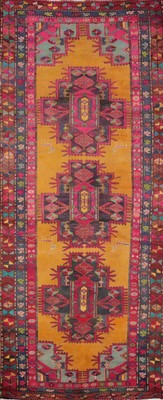 Orange Traditional Style Handmade Wool Runner Rug 4x11 Vintage Geometric Carpet