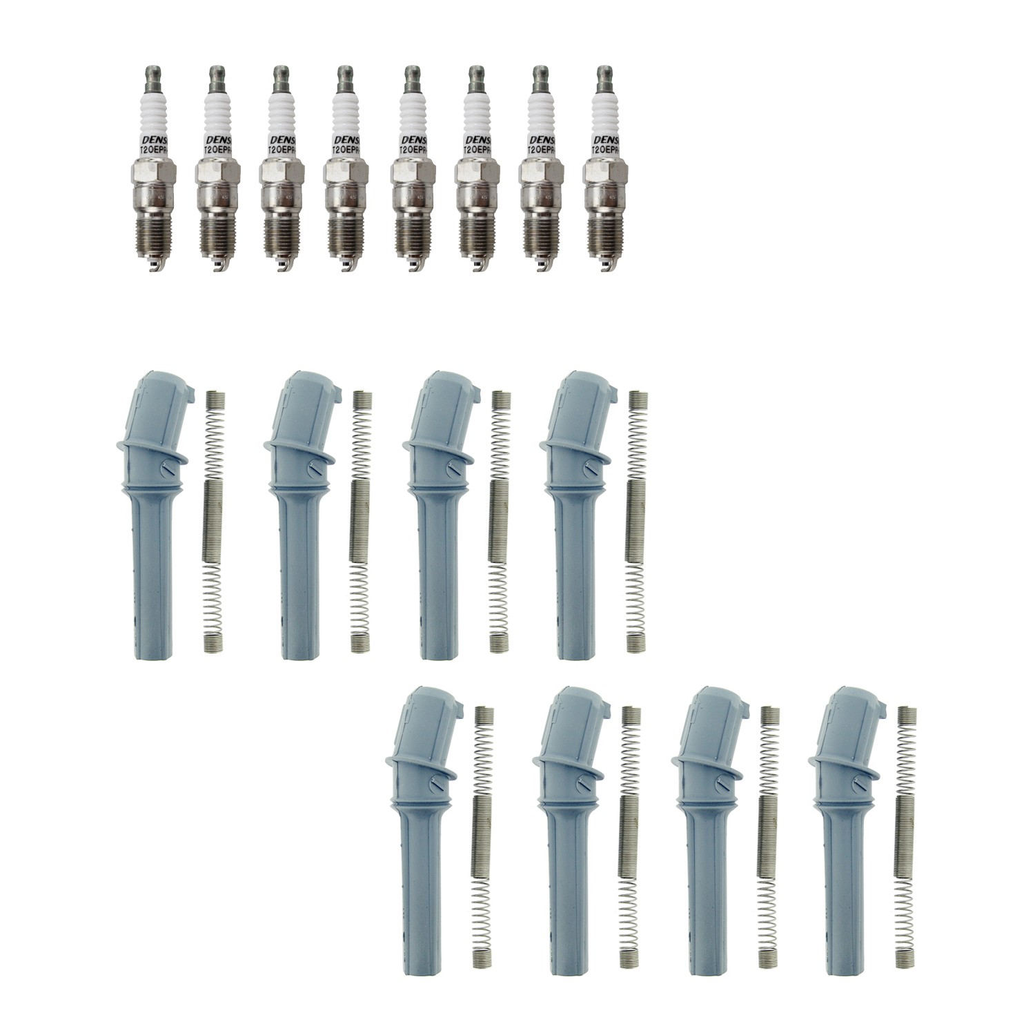Denso 8 Standard Plugs  NGK Ignition Coil Boots Kit for Ford F-150 5.4L V8 SOHC