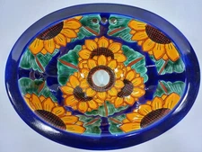 13" X 10" TALAVERA SINK drop in or undermount mexican bathroom handmade ceramic