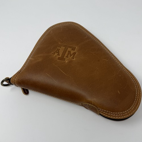 10" Texas A&M Leather Handgun Case, with Soft Gray Interior