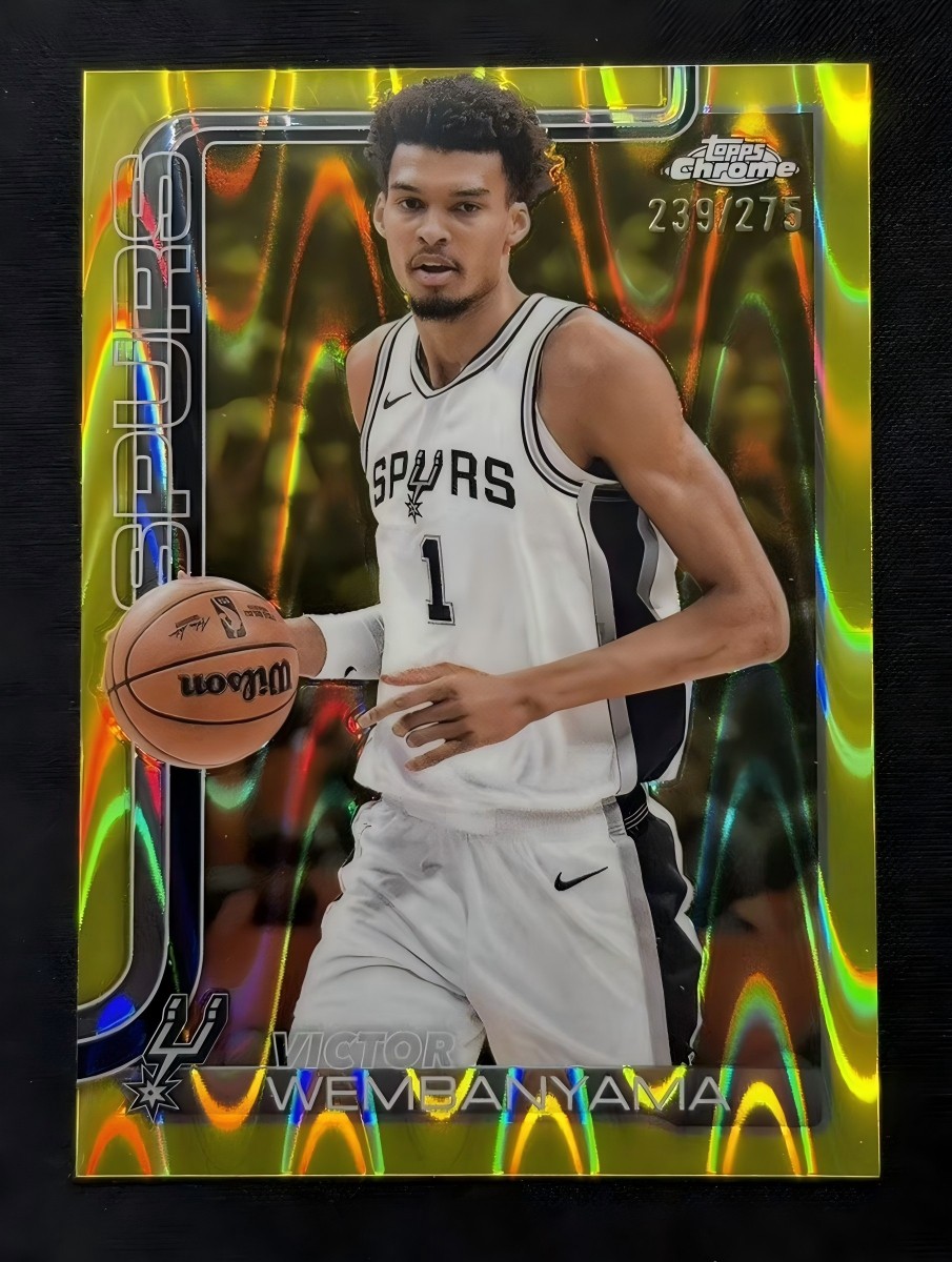 2025-26 Topps Chrome Victor Wembanyama #221 Yellow Raywave Refractor Spurs /275