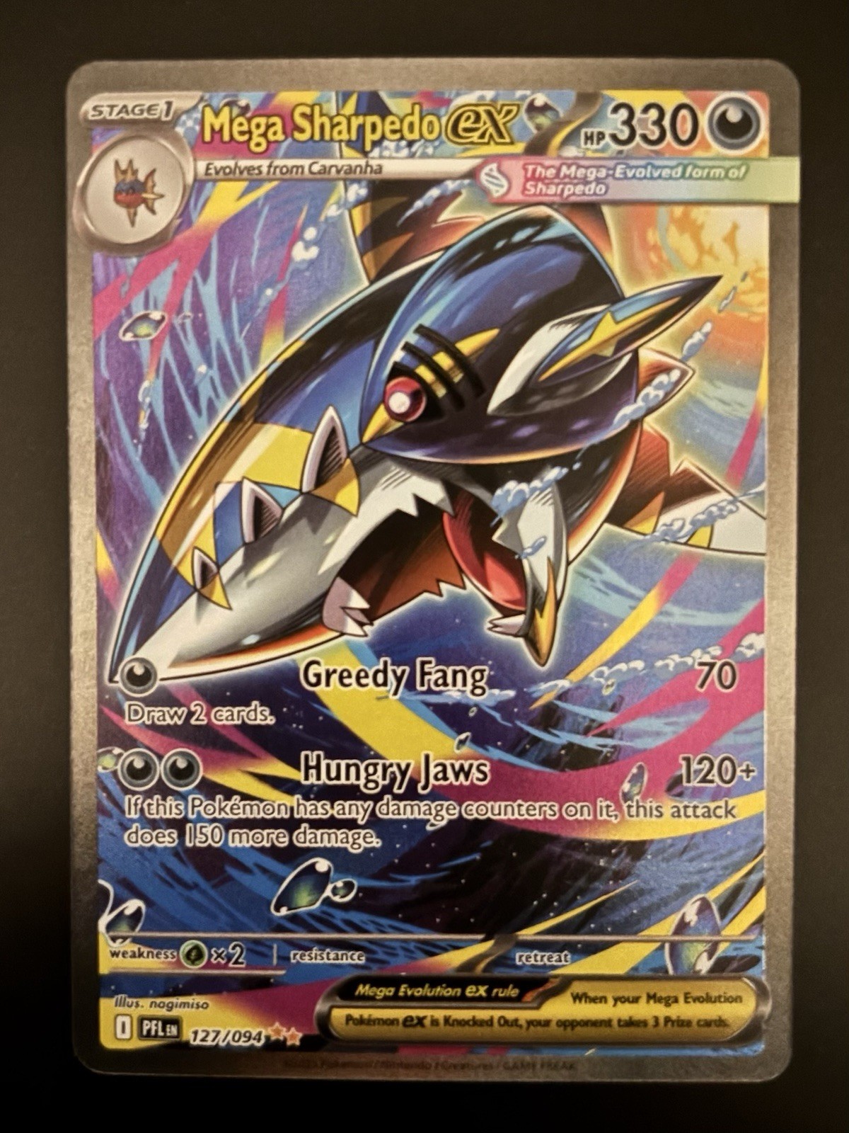 Mega Sharpedo ex Holo Special Illustration Rare ME02: Phantasmal Flames 127/094
