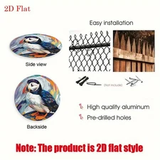 8inch Retro Colorful Abstract Puffin Aluminum Wall Decoration