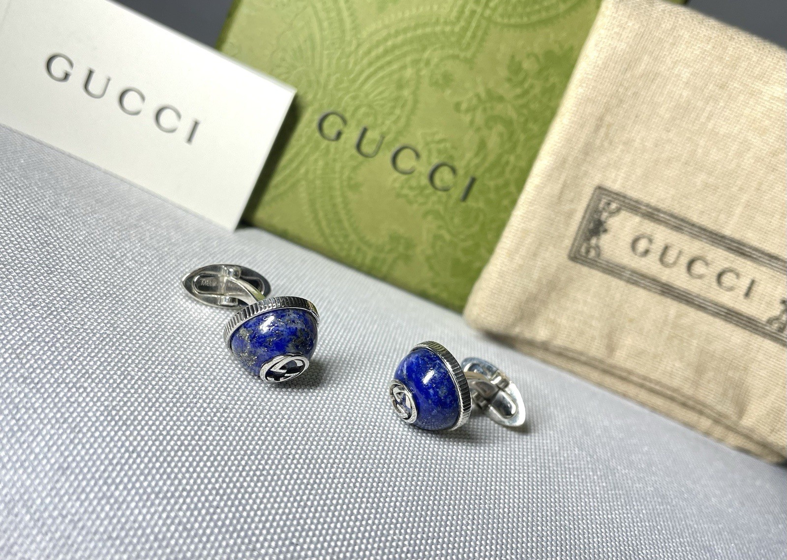 Auth Gucci Cufflinks interlocking DoubleG Logo la… - image 6