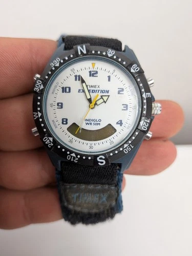 Vintage Timex Expedition Indiglo WR50M Quartz Analog Digital Needs Battery