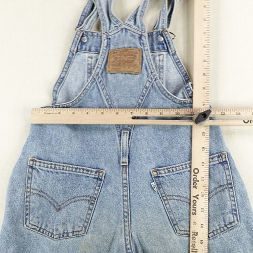 Vintage Levis Overalls Kids Small Blue Jean Shorts 90s Bib Made In USA Youth - Picture 8 of 15