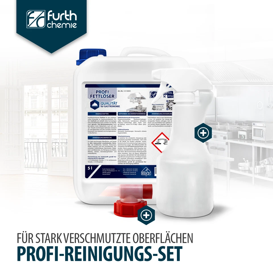 Profi Fettlöser, Küchenreiniger 5L inkl. 500 ml Sprühflasche+DIN 51 Auslaufhahn - Bild 2 von 4