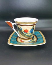 Rare Fathi Mahmoud Ancient Egyptian Design  Porcelain Cup And Saucer Tea Coffee