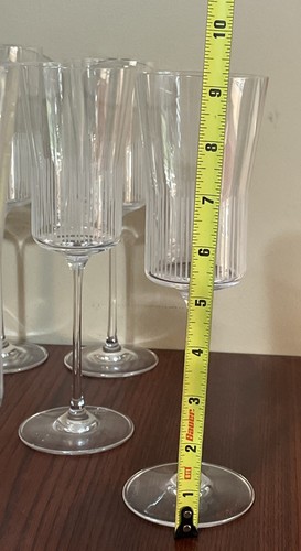 5 Calvin Klein Tall ANGLED CUT Champagne Flutes 10.5” Crystal Glasses - Picture 6 of 7