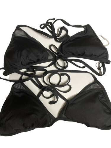 2 Pack Women's SHADE & SHORE Black Triangle Bikini Top Size M (8-10) NWT