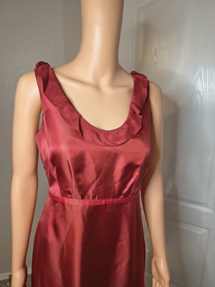 Vestido 100 % seda con volantes borde dinero antiguo preppy granja cottagecore talla 2 -DP33 Foto 3 de 4