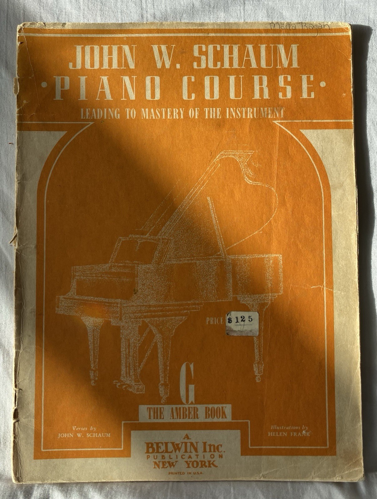 Vintage 1945 John W. Schaum Piano Course Book G The Amber Book Sheet Music