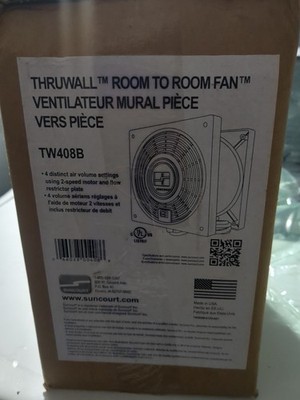 Suncourt TW408 ThruWall Room to Room Transfer Fan Quiet 2-Speed Wall Mounted