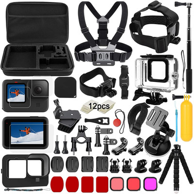 Zubehörset Kit Bundle Für Gopro Hero 12/11/10/9 Schwarz, Ogodeal Wasserdichte Sc