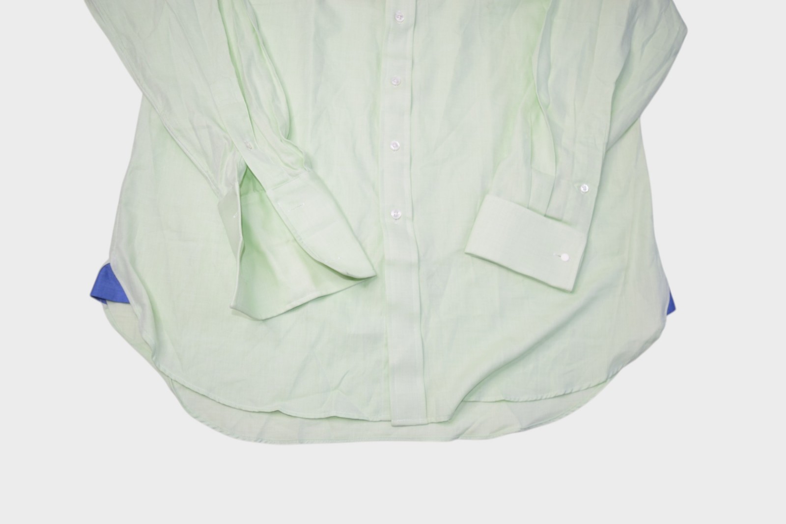 Camicia Hield uomo 16 verde cotone abito camicia polsino francese bottoni fila Savile