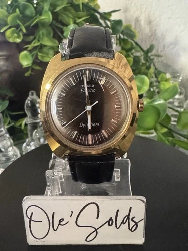 Rare Vintage Men’s Timex Dynabeat  Gold Tone White Hands  Electric Wristwatch