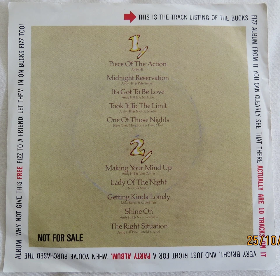 Bucks Fizz - Your Piece Of The Action - 1981 RCA Sampler 1 sided sample PC45 - Image 4 of 4