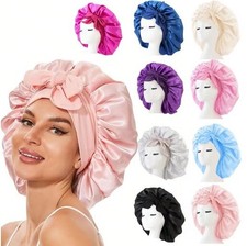 Silk Bonnet Adjustable Bonne For Sleeping Hair Bonnet With Tie Band UK
