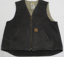 Item 4888 Vintage Carhartt Vest V26 BLK Canvas Shell Sherpa Lined Size Large