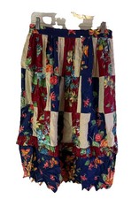 Vintage 90s Handmade Skirt Patchwork Mixed Print Cottage Boho One Size
