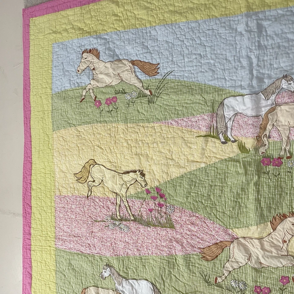 "Colcha y 2 fundas The Company Store caballo mareado vaquera 100 % algodón 72""x90""" Foto 4 de 4