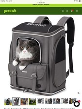 PECUTE BRAND NEW GREY PET CARRIER BACKPACK FOR CATS 15.4 Lbs AND DOGS 13 Lbs,