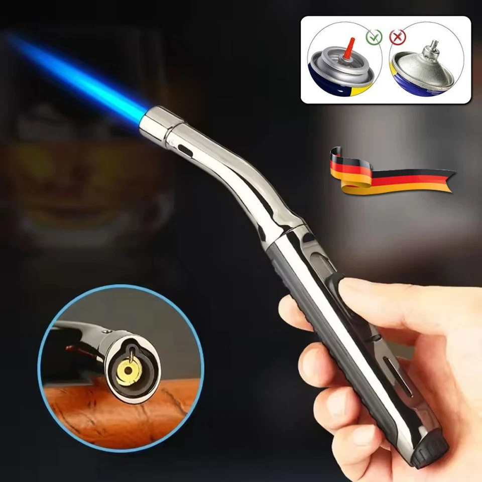 YOUKUKE Jetflamme Feuerzeug, Gas Nachfüllbar Sturmfeuerzeug, Langes Stabfeuerzeug Winddi