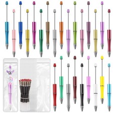 75 PCS DIY Beadable Pens Kit 25 Pens 25 Refills Bags Black Ink Students