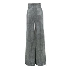 House of CB Margarita Silver Sparkly Wide Leg Trouser PantsSize Small
