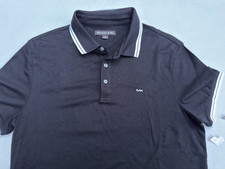 Michael Kors Polo Shirt Black/White Short Sleeve Cotton 3-Button Mens Medium NWT