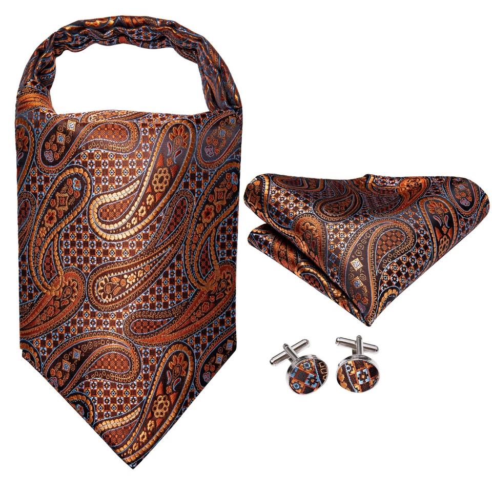 Juego de 3 gemelos cuadrados de bolsillo Cravat Ascot para hombre boda formal informal Foto 3 de 4