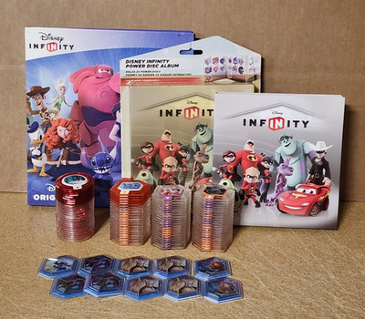 Disney Infinity (3) PowerDisc Albums & (108) Assorted 1.0/2.0/3.0 PowerDiscs Lot