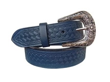 Unisex Western Full Grain Leather Belt Strap with Snaps Interchangeable Buckle