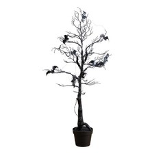 Nearly Natural 4ft Pre-Lit Halloween Black Spooky Twig Tree w/ Bats 120 LED