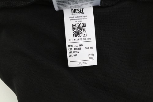 DIESEL T-Sli-Ind Women T-Shirt 2XS Black Short Sleeve Crew Collar Tricot RRP€90 - Picture 9 of 9