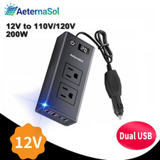 200W Car Power Inverter DC 12V to 110V AC Plug Adapter Outlet Converter USB 36W