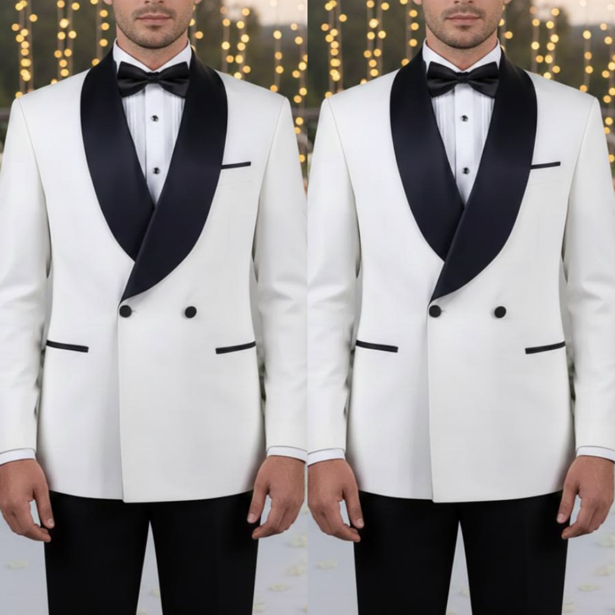 Wedding Men's Tuxedo Shawl Laepl Double Breasted Groomman Suit White Jacket